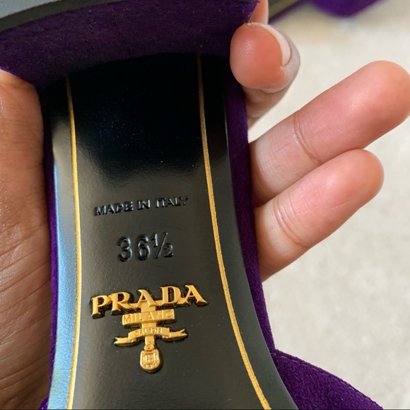 Prada Jeweled-Buckle Suede Mule Slide Sandal 36.5 - Picture 9 of 14